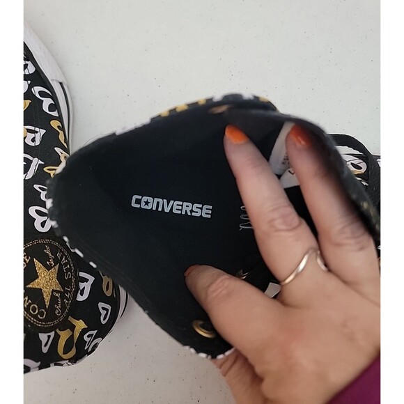 Converse 560902F CTAS Hi Black White Gold Hearts Women's Size 7 - Picture 12 of 12